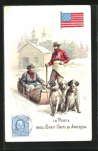 Lithographie La Posta negli Stati Uniti di America, Briefmarke