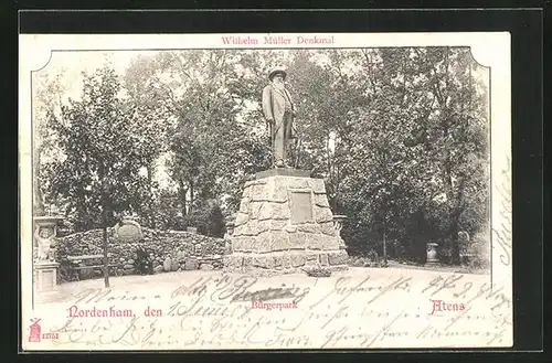 AK Nordenham, Wilhelm Müller Denkmal im Bürgerpark