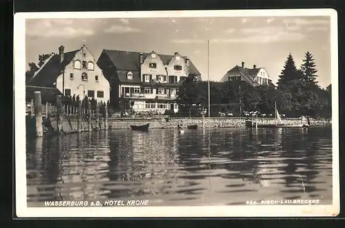 AK Wasserburg a. B., Hotel Krone mit Booten
