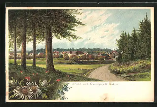 Künstler-AK Königsfeld /Baden, Teilansicht