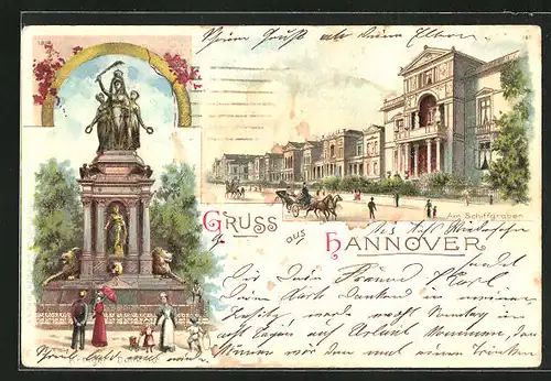 Künstler-AK Hannover, Am Schiffgraben, Krieger-Denkmal