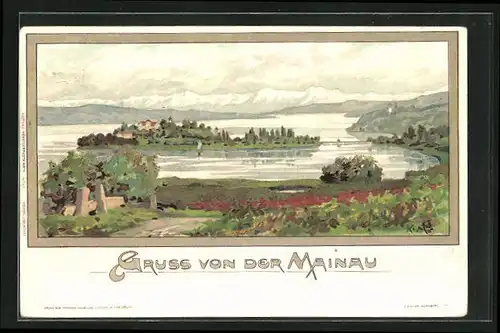 Künstler-AK Karl Mutter: Mainau, Uferpartie