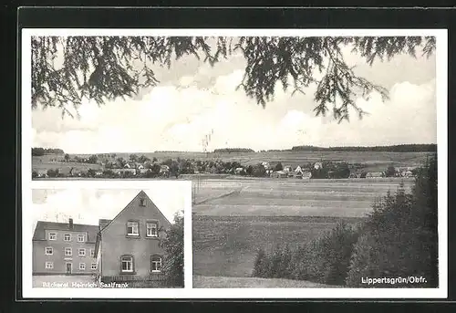 AK Lippertsgrün /Obfr., Bäckerei Heinrich Saalfrank, Panorama