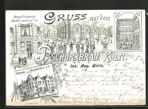 Lithographie Köln, Gasthaus Pschorrbräu, Hohestrasse 38