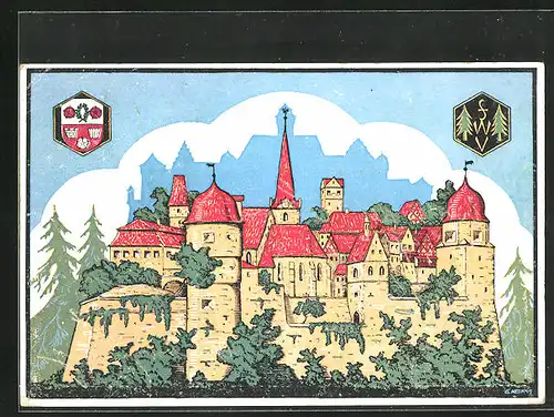 Künstler-AK Kronach, 50 Jahr-Feier des Frankenwald-Verein 1926, Festpostkarte
