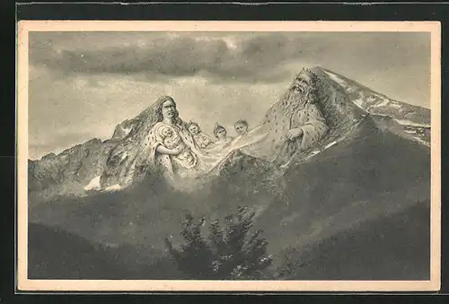 AK Watzmann-Sage, Berg mit Gesicht / Berggesichter