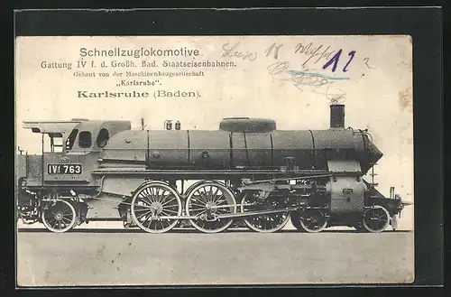 AK Eisenbahn, Schnellzuglokomotive - Gattung IV f. d. Grossh. Bad. Staatseisenbahn