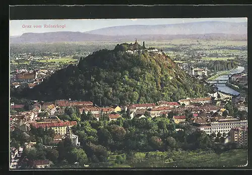 AK Graz, Ortsansicht vom Rainerkogl aus gesehen