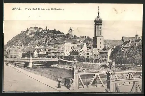 AK Graz, Franz Carl-Brücke und Schlossberg