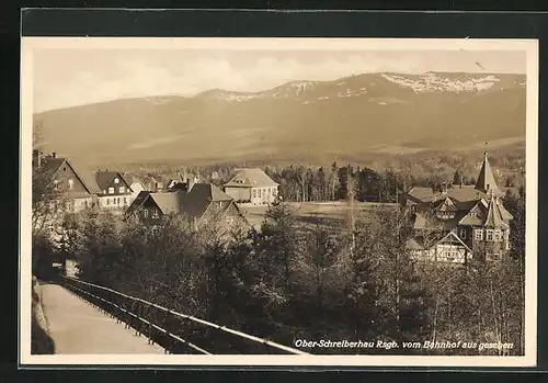 AK Ober-Schreiberhau, Ortsansicht vom Bahnhof aus gesehen