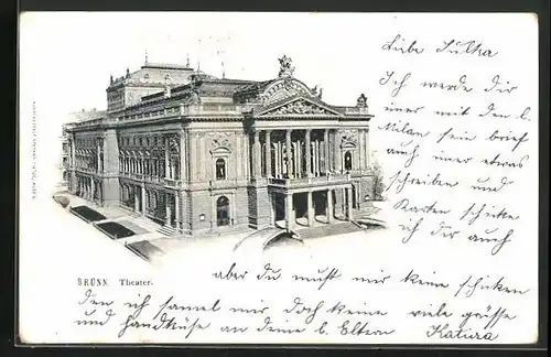 AK Brünn / Brno, Blick zum Theater