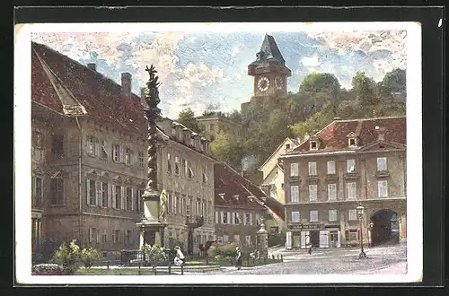 Künstler-AK Graz, Karmeliterplatz