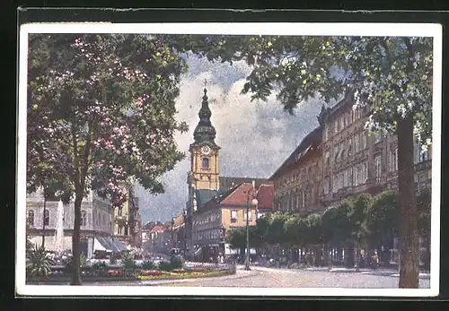 AK Graz, Bismarckplatz mit Blick zur Kirche