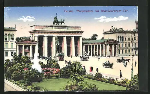 AK Berlin, Pariser Platz mit Brandenburger Tor