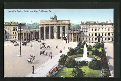 AK Berlin, Brandenburger Tor und Pariser Platz