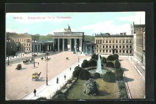 AK Berlin, Gesamtansicht vom Brandenburger Tor mit Pariser Platz