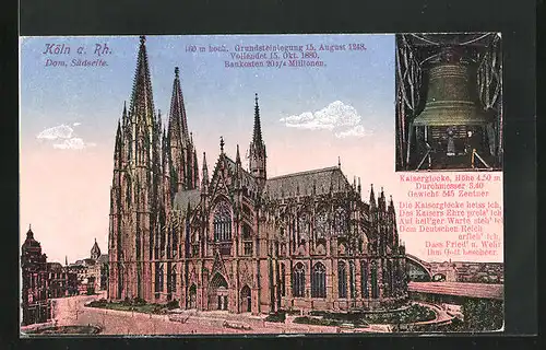 AK Köln, Dom, Südseite, Kaiserglocke