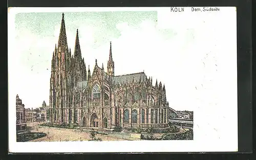 AK Köln, Gesamtansicht vom Dom
