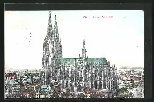 AK Köln, Teilansicht mit Dom