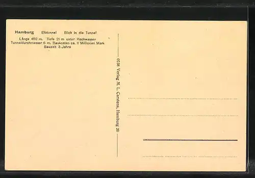 AK Hamburg-St. Pauli, Elbtunnel, Innenansicht