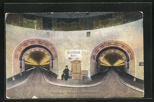 AK Hamburg-St. Pauli, beide Tunnel des Elbtunnels