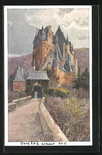 Künstler-AK Hans Rudolf Schulze: Aufgang zu Burg Elz an der Mosel