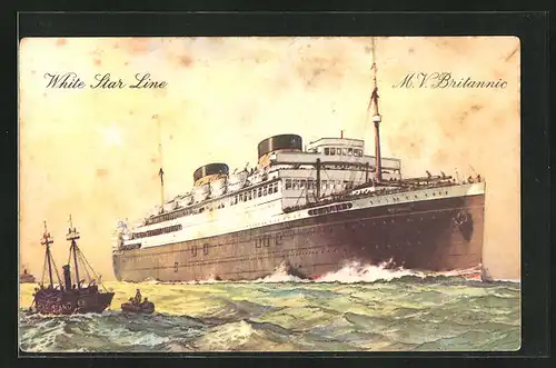 AK M.V. Britannic in voller Fahrt