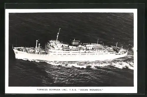 AK T.S.S. Ocean Monarch aus der Vogelschau