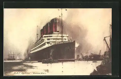 AK R.M.S. Aquitania im Hafen