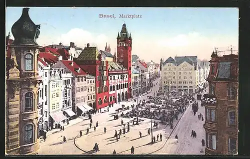 AK Basel, Blick auf den Marktplatz