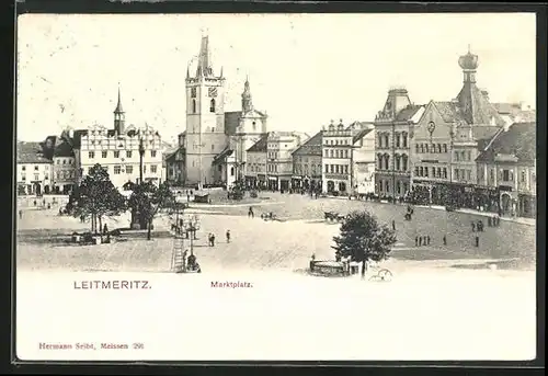 AK Leitmeritz / Litomerice, Blick auf den Marktplatz