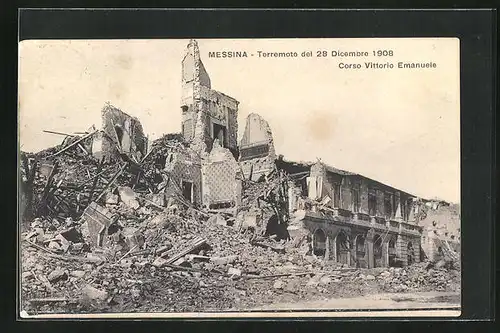 AK Messina, Terremoto del 28 Dicembre 1908, Corso Vittorio Emanuele, Erdbeben