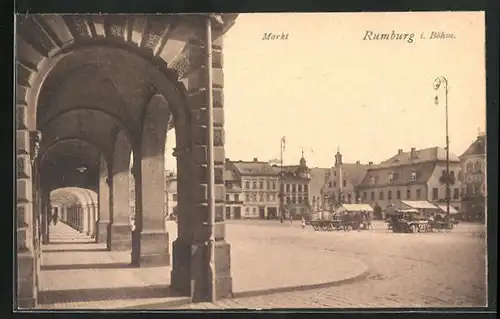 AK Rumburg / Rumburk, Markt mit Verkaufsständen