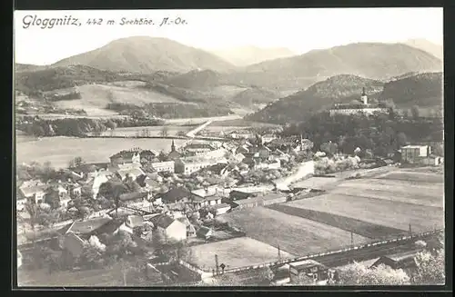 AK Gloggnitz, Totalansicht aus der Vogelschau