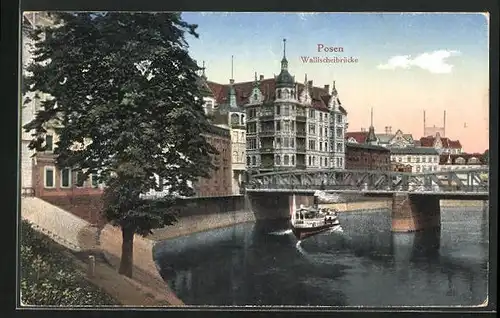 AK Posen / Poznan, Blick zur Wallischeibrücke