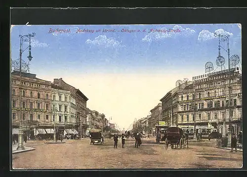 AK Budapest, Oktogon a.d. Andrassy-Strasse