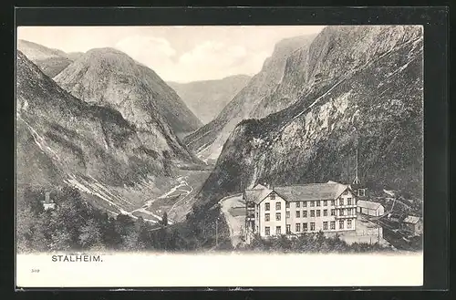 AK Stalheim, Gasthaus mit Blick ins Tal