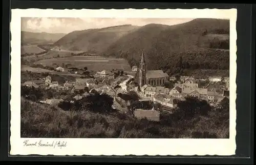 AK Gemünd i. Eifel, Generalansicht mit Blick zur Kirche Sankt Nikolaus