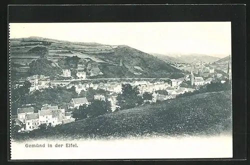 AK Gemünd i. Eifel, Generalansicht, Blick zur Kirche Sankt Nikolaus