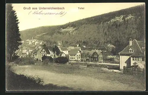 AK Unterreichenbach, Blick über die Wohnhäuser der Ortschaft