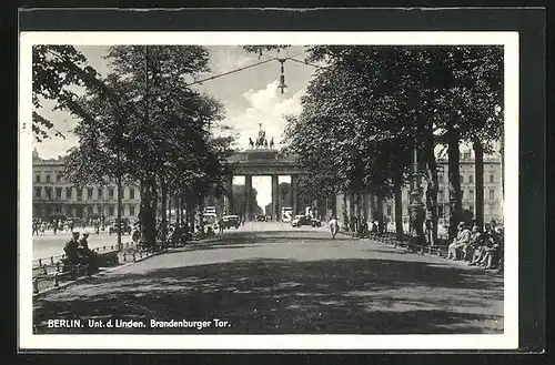 AK Berlin, Brandenburger Tor, Unter den Linden