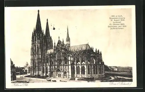 AK Köln a. Rhein, der Dom, auf dem Vorplatz und Ansicht von Süden