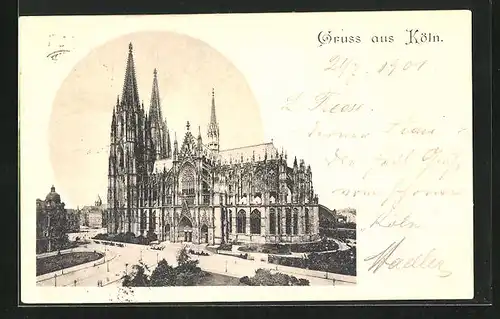 AK Köln a. Rhein, der Dom, der Platz vor der Südseite