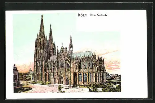 AK Köln a. Rhein, Dom, Vorplatz vor der Südseite