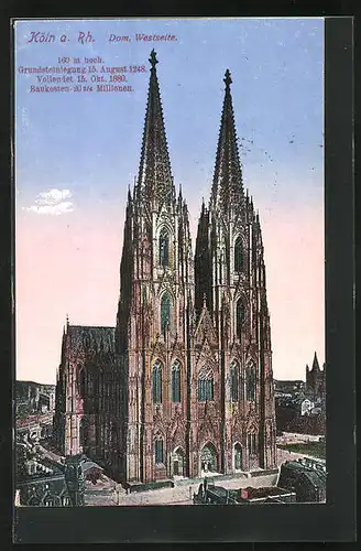 AK Köln a. Rhein, Dom, die Türme der Westseite