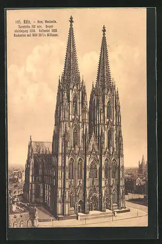 AK Köln a. Rhein, Dom, auf dem Platz vor der Westseite