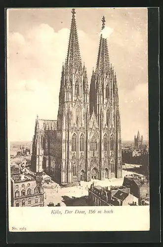 AK Köln a. Rhein, Dom, Westansicht mit Blick auf die Stadt