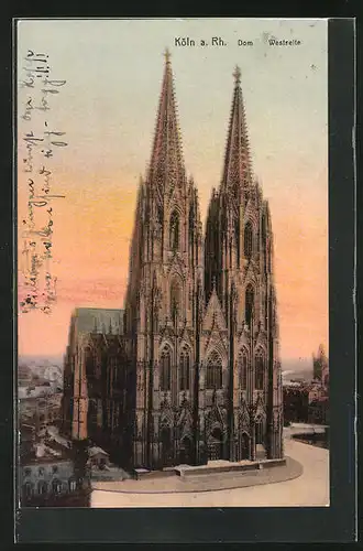 AK Köln a. Rhein, Dom, die Kirchtürme auf der Westseite
