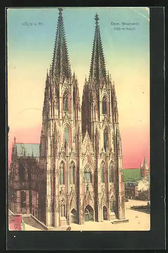 AK Köln a. Rhein, Dom, die Türme auf der Westseite, das Hauptportal