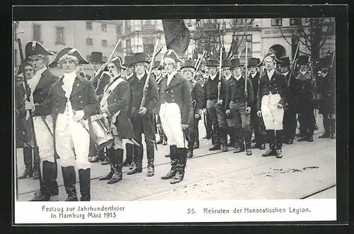 AK Hamburg, Festzug zur Jahrhundertfeier März 1913, Volksfest, 35. Rekruten der Hanseatischen Legion